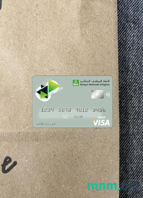 Algeria banque nationale d’Algérie (BNA) bank wygląd zdjęcia karty wizowej skan PSD + zdjęcie